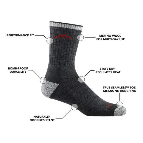 Men's Hiker Micro Crew Midweight Hiking Socks