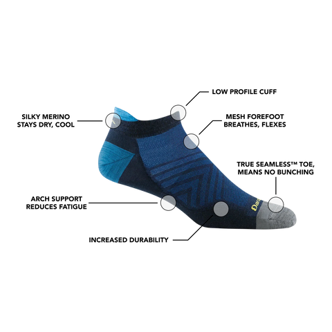 Men's Run No Show Tab Cushioned Ultra-Lightweight Running Socks